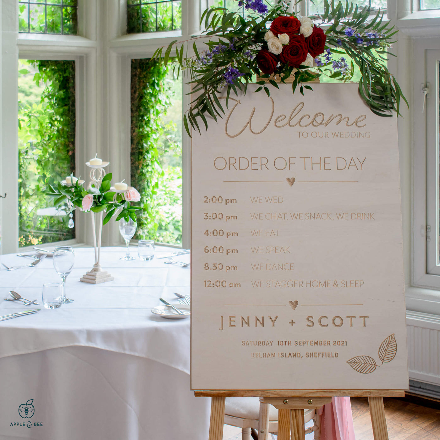 'The Whirlow' Order of the Day Wedding Sign